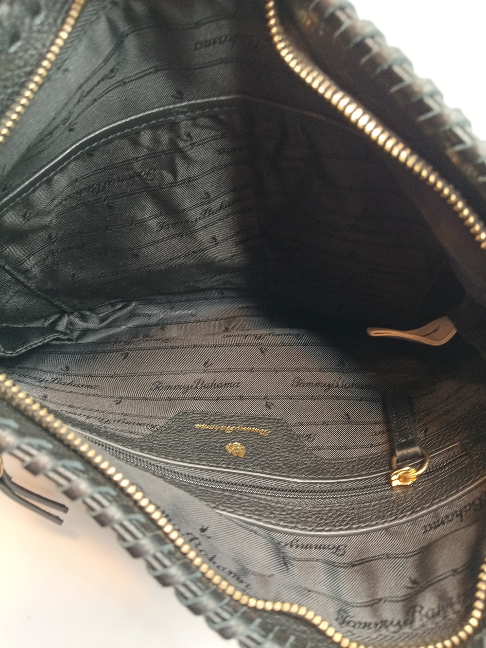 Tommy Bahama Black Leather Crossbody with Gold Hardware - Picture 4 of 5